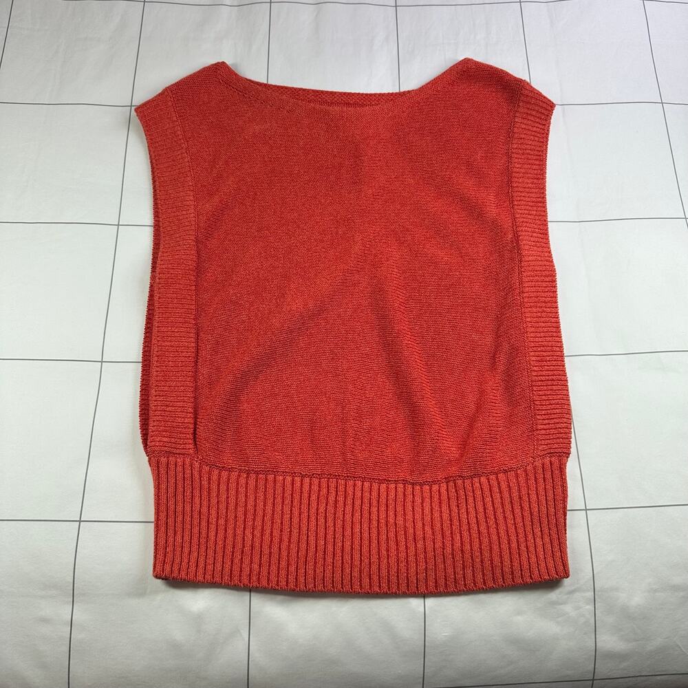 Anthropologie Coral Red Knit Sleeveless Top - Picture 3 of 9